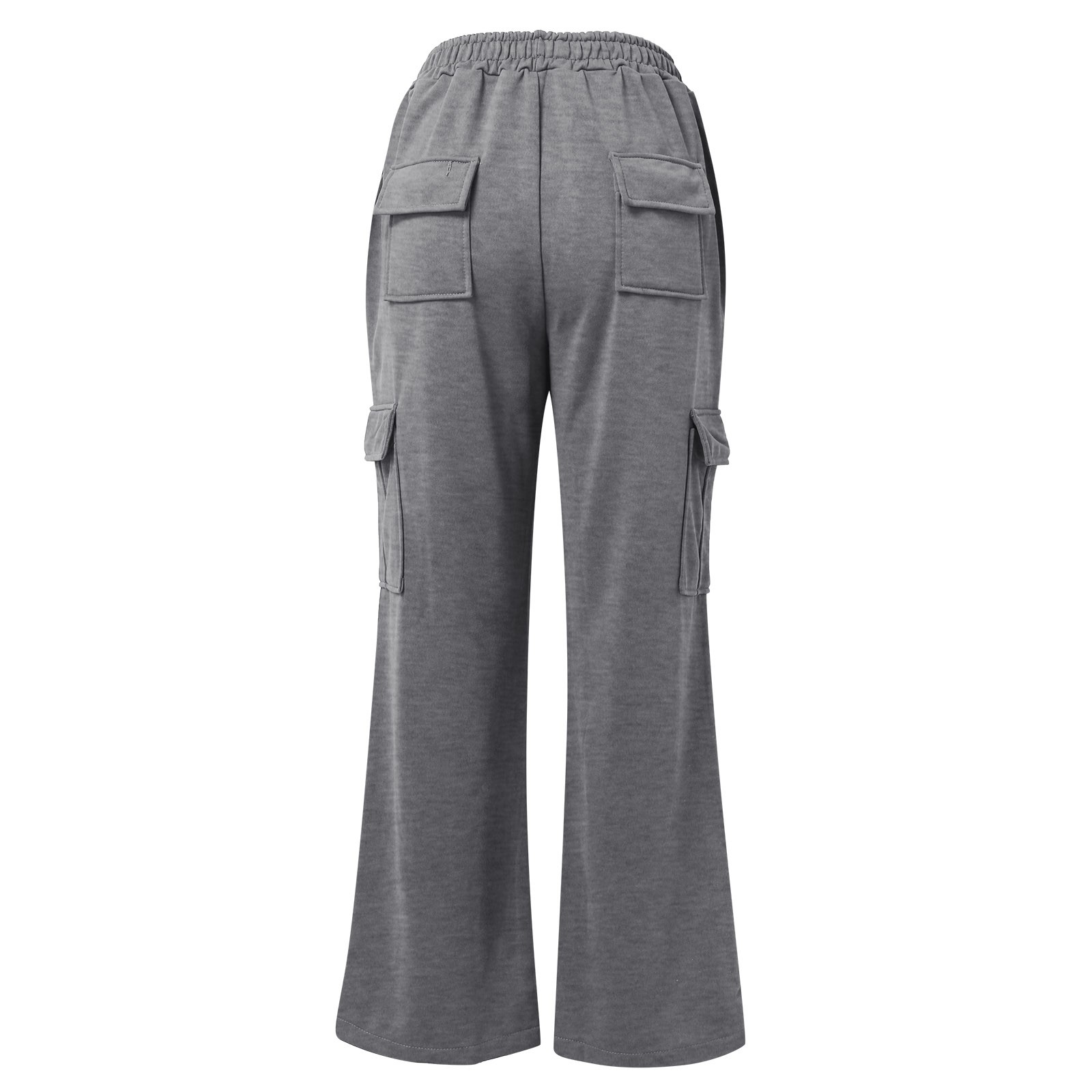 thumbnail image 4 of Pantalones rectos lisos con cintura elástica para mujer - Diseño con tirantes, poliéster, ropa informal - Tallas S-XXL, 4 of 5